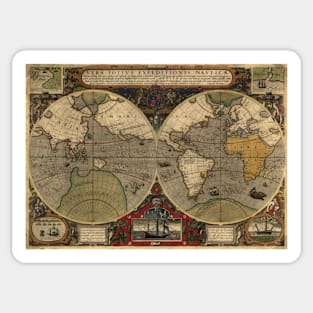 Vintage World Map ca 1595 Sticker